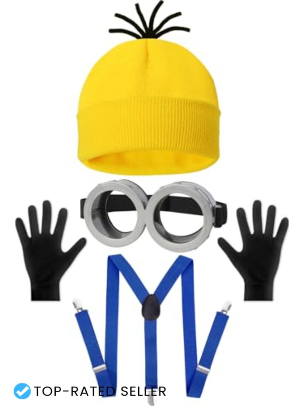 4 Pc Adult Halloween Costume Set Goggles Beanie Suspenders Gloves One Size